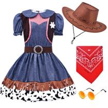 Conjunto de vaqueira infantil ZZIHAN com chapéu e bandana