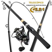 Conjunto De Vara De Pesca Telescópica De Fibra De Carbono 1,8M 2,1M 2,4M Com Carretel Giratório