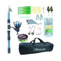 Conjunto De Vara De Pesca Telescópica De Fibra De Carbono De 1,8m a 2,1m Com Carretilha E Isca