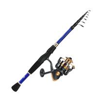 Conjunto De Vara De Pesca Telescópica Em Fibra De Carbono 1.8m 2.1m 2.4m Com Carretilha De Spinning