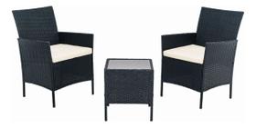 Conjunto De Varanda Preto 3 Pecas Com Sofa