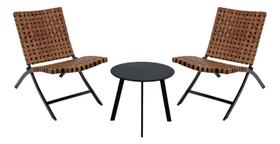 Conjunto De Varanda Rattan 3 Pecas Turim