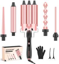Conjunto de varinhas de ondulação MOCEMTRY 5 em 1 com prensador de cabelo de 3 cilindros Conjunto de varinhas de ondulação MOCEMTRY 5 em 1 com prensador de cabelo de 3 cilindros