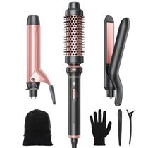Conjunto de varinhas onduladas Wavytalk 3 em 1 com escova redonda e chapinha