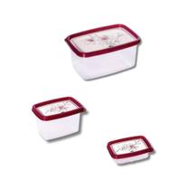 Conjunto de vasilha potes 3und plasútil plástico decorado Conjunto de vasilha potes 3und plasútil plástico decorado