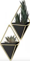 Conjunto de Vaso De Parede 2 Peças Preto Trigg - Umbra