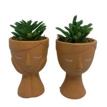 Conjunto de vaso rosto mulher com plantas - Dünne It