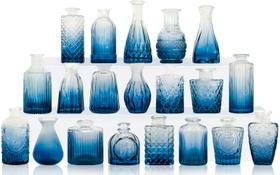 Conjunto de vasos Bud QLOFEI Blue Glass, 20 unidades para flores, decoração de casa