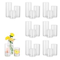 Conjunto de vasos cilíndricos de vidro Hewory Tall Clear Vase 24 unidades