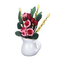 Conjunto de vasos de cerâmica para móveis de casa de bonecas em miniatura, 7 peças de flores azuis