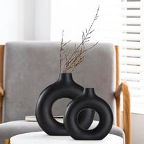 Conjunto de vasos de cerâmica QLOFEI Black Modern Design Home Decor