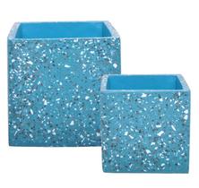 Conjunto De Vasos De Cimento azul - 2 Peças