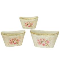 Conjunto de vasos de flores Dolce Mela French Country Vintage Metal 3 unidades