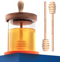 Conjunto de vasos de mel CLEVLI Recipiente de vidro Frasco de mel 350 ml com tampa