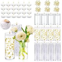 Conjunto de vasos de vidro UDU, 12 peças com velas, enchimento e cordões de pérolas