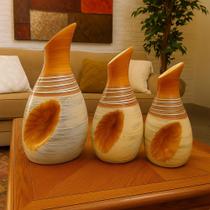 Conjunto de Vasos Decorativos de Cerâmica 3 Peças Modernas para Sala, Estilo Elegante e Sofisticado