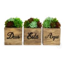 Conjunto de Vasos Decorativos - Deus Está Aqui - Preto - Enfeite de Mesa