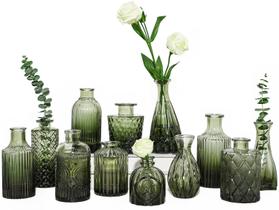 Conjunto de vasos Glass Bud TBWIND Green, 12 unidades para flores