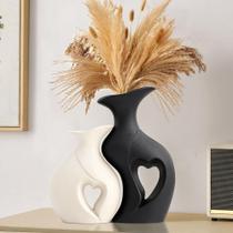 Conjunto de vasos KKgoubz XL Cerâmica em forma de coração em preto e branco x2 Conjunto de vasos KKgoubz XL Cerâmica em forma de coração em preto e branco x2