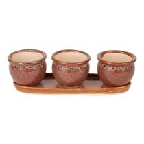Conjunto de Vasos para Ervas de Cerâmica DII Marrom 30x10x10 cm