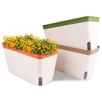 Conjunto de Vasos para Ervas OurWarm 3 Peças com Autoirrigação para Uso Interno