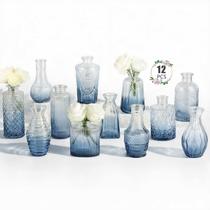 Conjunto de Vasos para Flores BEAHOT com 12 Peças, Vidro Azul para Decoração de Mesa