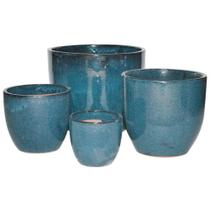 Conjunto de vasos vietnamita azul petroleo 04 pcs Conjunto de vasos vietnamita azul petroleo 04 pcs