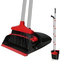 Conjunto de vassouras e pás de lixo GRAREND Upright 140 cm de comprimento, alça vermelha Conjunto de vassouras e pás de lixo GRAREND Upright 140 cm de comprimento, alça vermelha