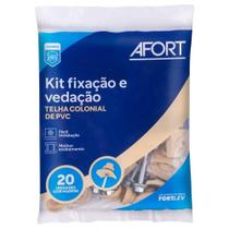 Conjunto de Vedação/Fixação Afort Colonial para Telha PVC Marfim - Pacote com 20 Unidades