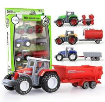 Conjunto de veículos agrícolas de liga leve, 4 peças Pull Back Sliding Conjunto de veículos agrícolas de liga leve, 4 peças Pull Back Sliding