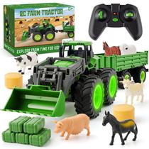 Conjunto de Veículos de Brinquedo IJIGU Trator RC com Reboque e Acessórios Conjunto de Veículos de Brinquedo IJIGU Trator RC com Reboque e Acessórios