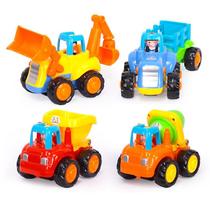 Conjunto de veículos de construção Cartoon Friction, 4 unidades para crianças