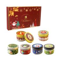 Conjunto De Velas Aromáticas De Natal Românticas Sem Fumaça Em Frasco De Cera De Soja Com Flores