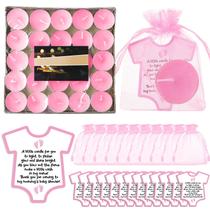 Conjunto de velas Baby Shower Favors Tea Light com cartões e bolsas x50