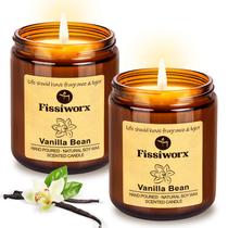 Conjunto de velas Fissiworx com aroma de baunilha, 440 ml, pacote com 2 unidades, 110 horas de presente Conjunto de velas Fissiworx com aroma de baunilha, 440 ml, pacote com 2 unidades, 110 horas de presente