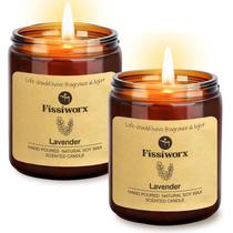 Conjunto de velas Fissiworx com aroma de lavanda 440ml, pacote com 2 unidades 110h Conjunto de velas Fissiworx com aroma de lavanda 440ml, pacote com 2 unidades 110h