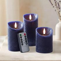 Conjunto de Velas LED sem Chama Elyrae Azul-Marinho com Controle Remoto e Timer Conjunto de Velas LED sem Chama Elyrae Azul-Marinho com Controle Remoto e Timer