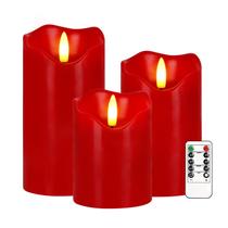 Conjunto de velas LED sem chama vermelhas VEEKI com controle remoto de 10 a 15 cm Conjunto de velas LED sem chama vermelhas VEEKI com controle remoto de 10 a 15 cm