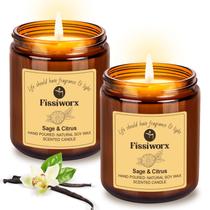 Conjunto de velas perfumadas Fissiworx Sage & Citrus, pacote com 2 unidades de 450 ml