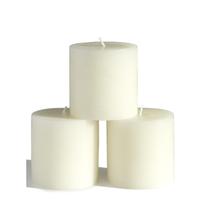 Conjunto de velas Pillar CANDWAX 3x3 40 horas de tempo de queima, marfim