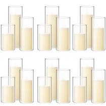 Conjunto de velas Pillar e vasos cilíndricos de vidro Shihanee 36 unidades Conjunto de velas Pillar e vasos cilíndricos de vidro Shihanee 36 unidades