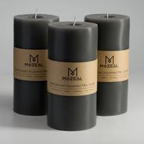 Conjunto de velas Pillar MOZEAL, derramado à mão, sem perfume, 3x6, cinza escuro Conjunto de velas Pillar MOZEAL, derramado à mão, sem perfume, 3x6, cinza escuro