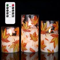 Conjunto de velas sem chama Lamp GenSwin Glass Maple Leaf de 10 cm a 15 cm
