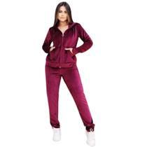 Conjunto de Veludo Feminino Plush com Touca