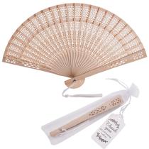 Conjunto de ventiladores de mão de madeira SL crafts Wedding Party Favors x50