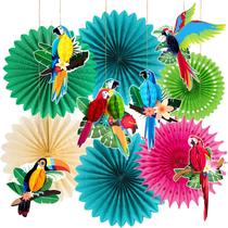 Conjunto de ventiladores de papel decorativo Easy Joy Tropical Parrot x12