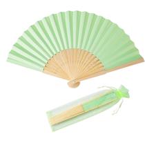 Conjunto de ventiladores manuais de papel SL crafts com sacos de organza x50 verde claro Conjunto de ventiladores manuais de papel SL crafts com sacos de organza x50 verde claro