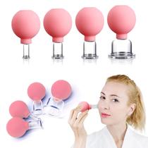 Conjunto de ventosas faciais Vinban Silicone Vacuum Suction 4 peças rosa