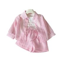 Conjunto De Verão Coreano Para Meninas Com Camiseta De Três Peças, Camiseta De Manga Curta E Shorts Conjunto De Verão Coreano Para Meninas Com Camiseta De Três Peças, Camiseta De Manga Curta E Shorts