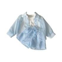 Conjunto De Verão Coreano Para Meninas Com Três Peças: Camiseta De Manga Curta, Camiseta Interior E Conjunto De Verão Coreano Para Meninas Com Três Peças: Camiseta De Manga Curta, Camiseta Interior E